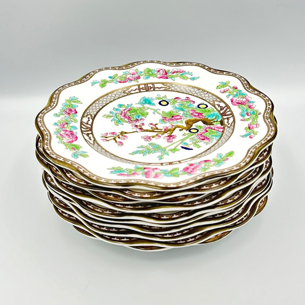 Coalport Indian Tree 1801 Set of 10 Luncheon Salad Plates 9" England Bone China